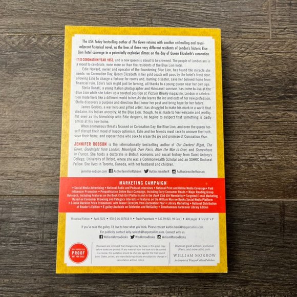 Coronation Year by Jennifer Robson ((ARC Uncorrected Proof)) - Picture 2 of 2